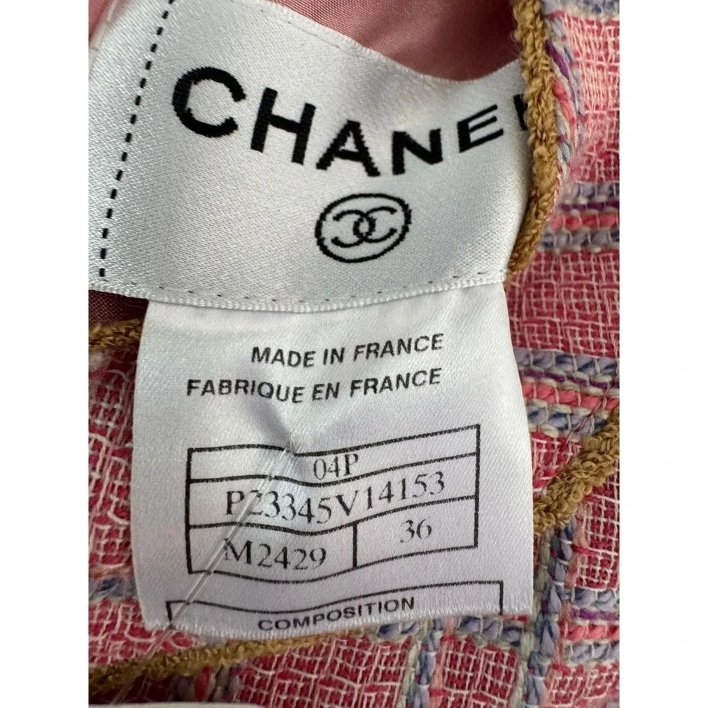 Chanel RUNWAY 04P Pink Tweed Silk Wool Blend Sleeveless Dress FR36 US4 Deadstock